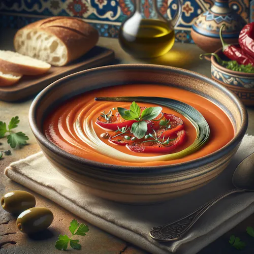Roasted Red Pepper & Leek Soup